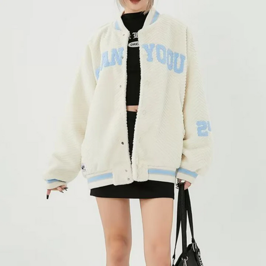 Loose Towel Embroidered Letter Coat