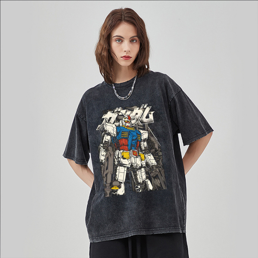 “Japanese trendy letter mecha niche print” T-shirt