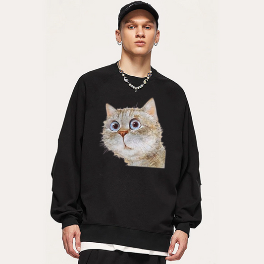 “American trendy niche cat surprised print” Sweatshirt