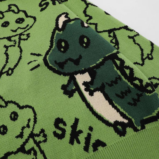 Cute Childlike Doodle Little Dinosaur Sweater