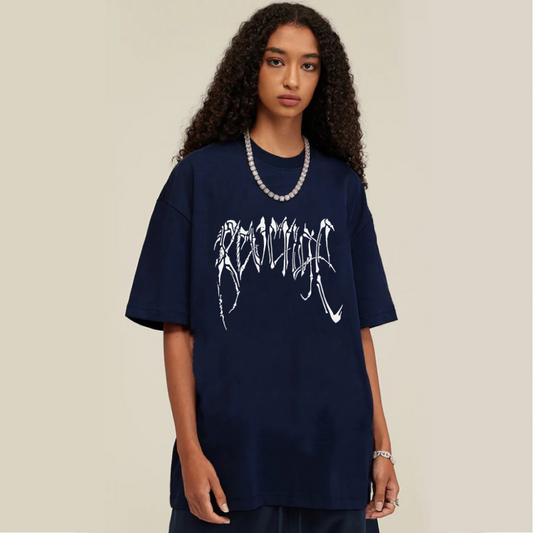 “Dragon bone skull print letters” T-shirt