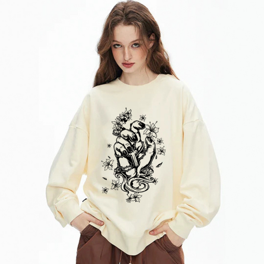 “American style dark trend flower hand print” Sweatshirt