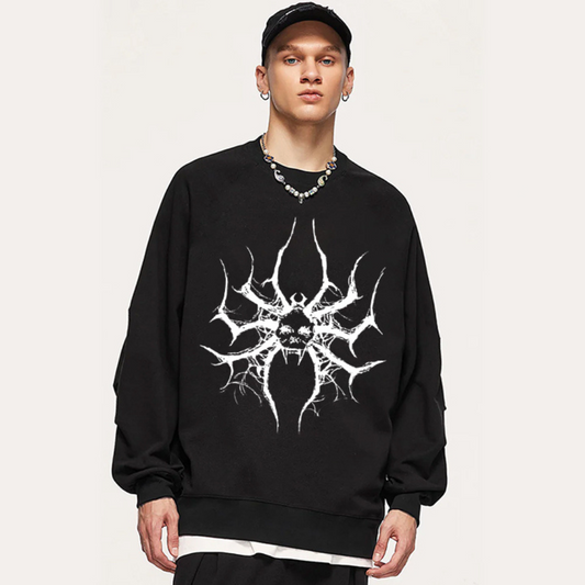 “American trendy niche spider-like skull print” Sweatshirt