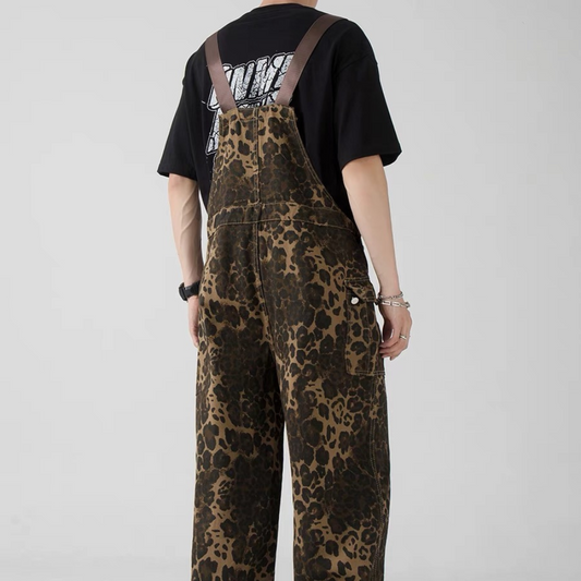 Vintage-inspired leopard print back pants