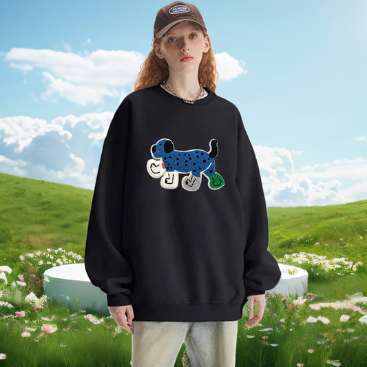 "Embroidered Blue Puppy" Sweatshirt